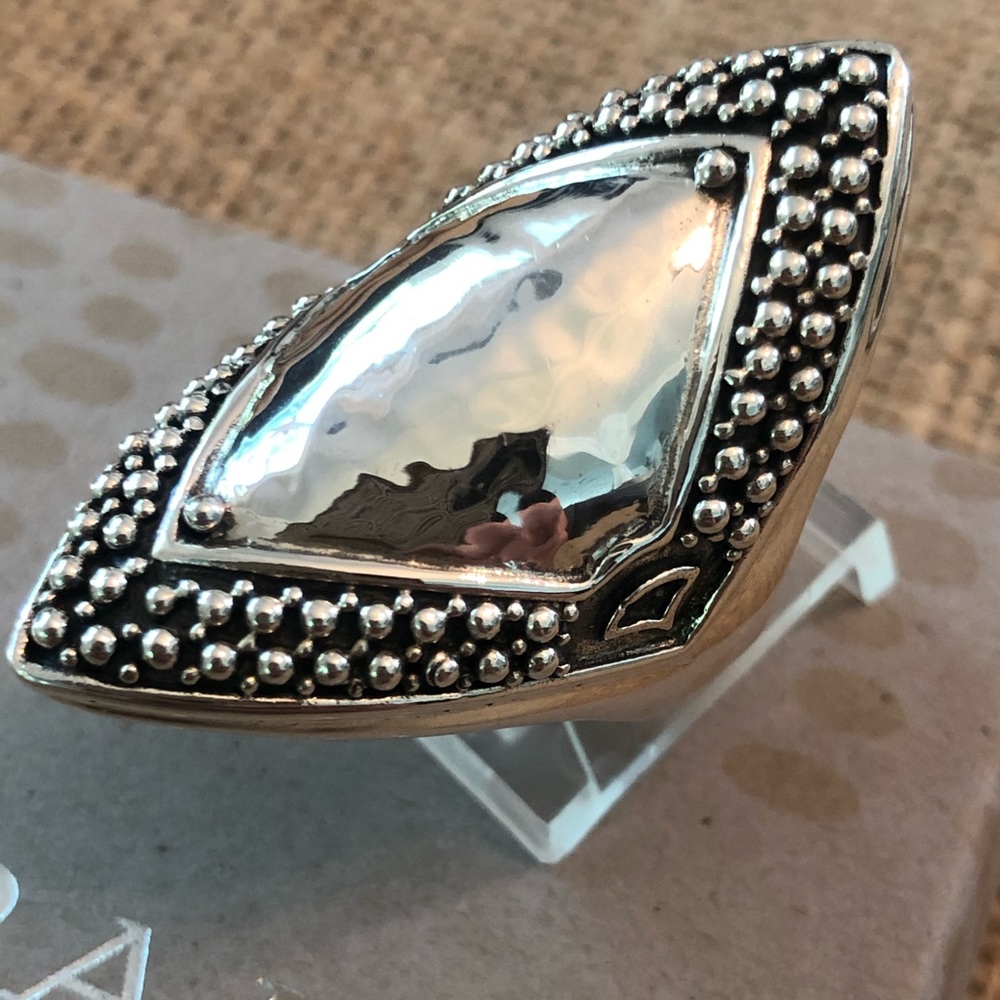 Silpada Sterling Long Shield Statement Ring Sz 6 - image 2